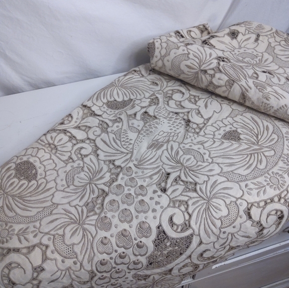 Other - Maderia Tablecloth Birds Peacocks Cutwork